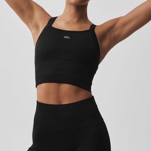 ALO Seamless Ribbed Favorite Bra Tank - Black